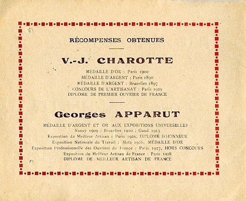 Catalogue Georges Apparut  Mirecourt.