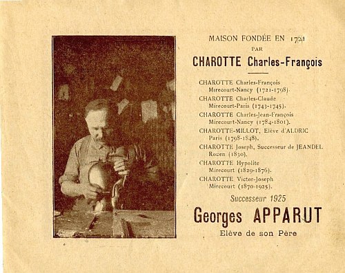 Catalogue Georges Apparut  Mirecourt.