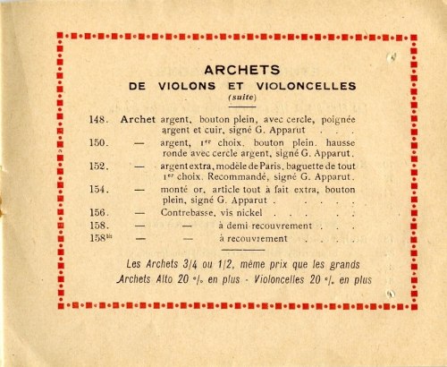 Catalogue Georges Apparut à Mirecourt.