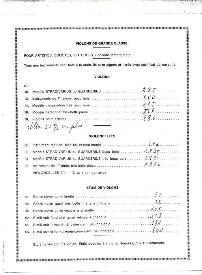 Apparut et Hilaire. Tarif de 1969.