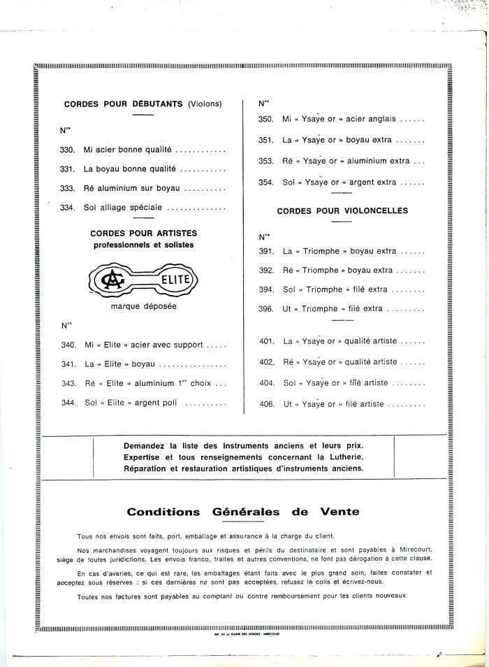 Apparut et Hilaire. Tarif de 1969.