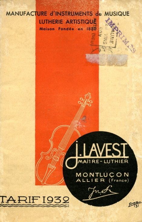 Catalogue de la maison de lutherie Lavest  Montluon en 1932.