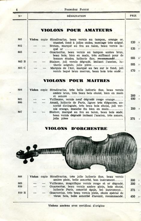 Catalogue de la maison de lutherie Lavest  Montluon en 1932.