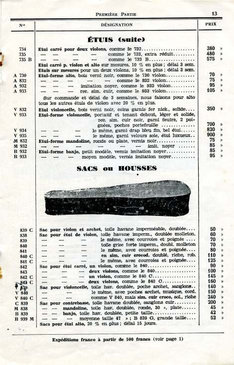 Catalogue de la maison de lutherie Lavest  Montluon en 1932.