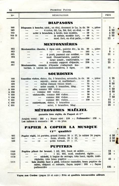 Catalogue de la maison de lutherie Lavest  Montluon en 1932.