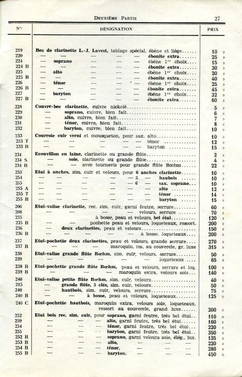 Catalogue de la maison de lutherie Lavest  Montluon en 1932.