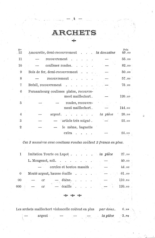 Catalogue de Lon Mougenot, luthier  Mirecourt.