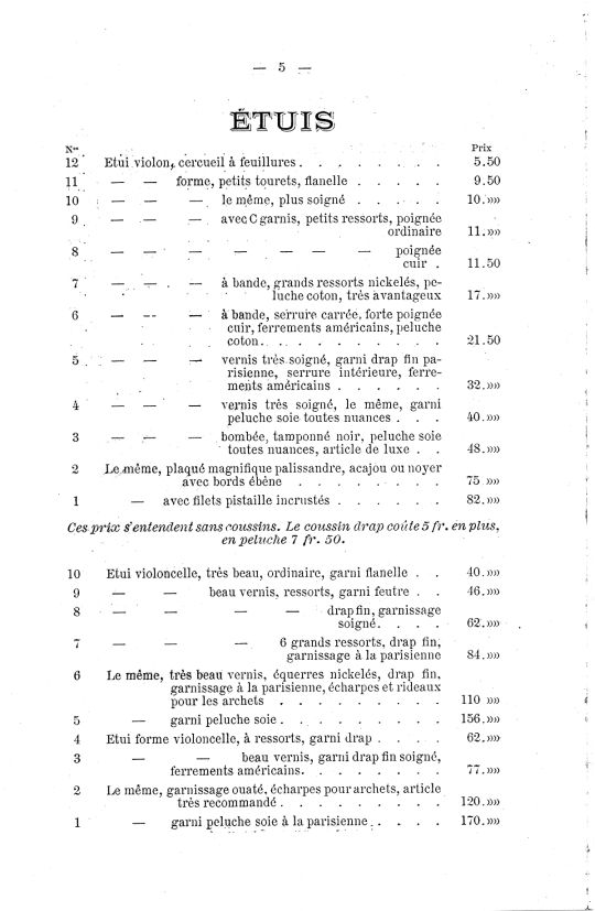 Catalogue de Lon Mougenot, luthier  Mirecourt.