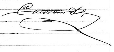 Signature de Franois Hypppolite Caussin fils en 1875.