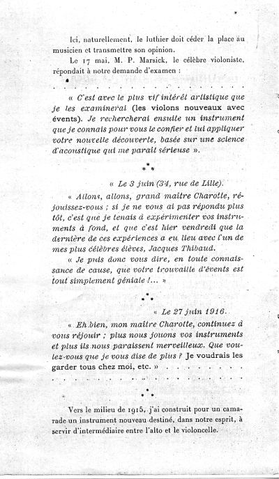 La lutherie pendant la guerre de V.J. Charotte  Mirecourt.