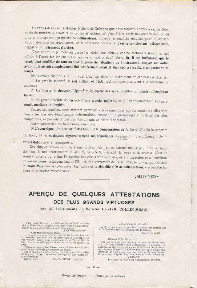 Catalogue Collin-Mézin de 1912.