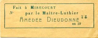 Etiquette Amédée Dieudonné.