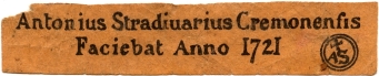 Etiquette apposée dans les copies Stradivarius de Mirecourt.