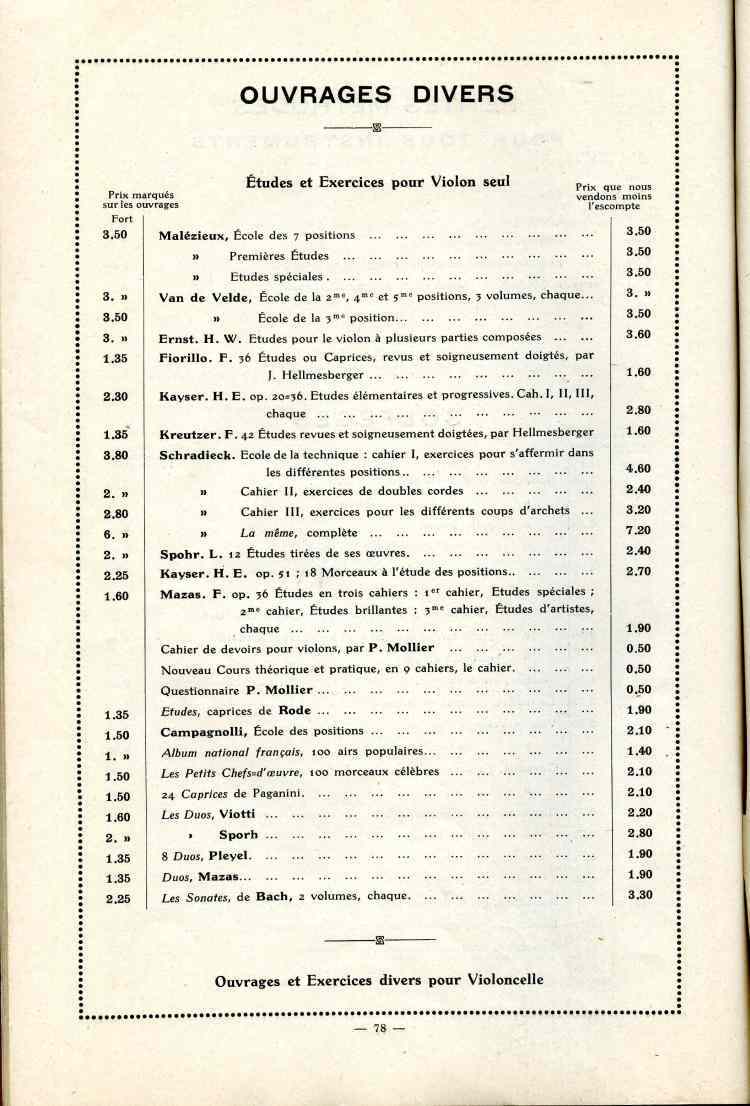 Catalogue Joseph Fissore de 1913.