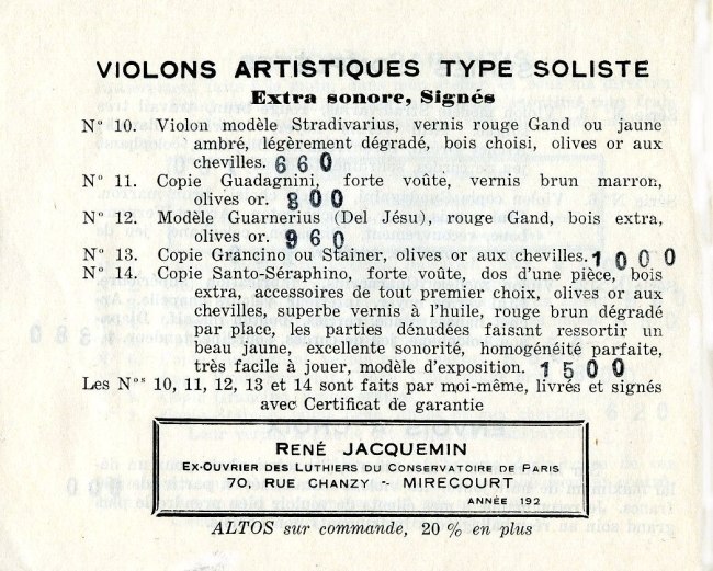 Catalogue Ren Jacquemin.