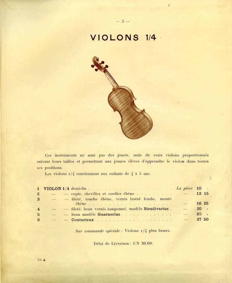 Catalogue gnral de lutherie Laberte  Mirecourt. 1912.