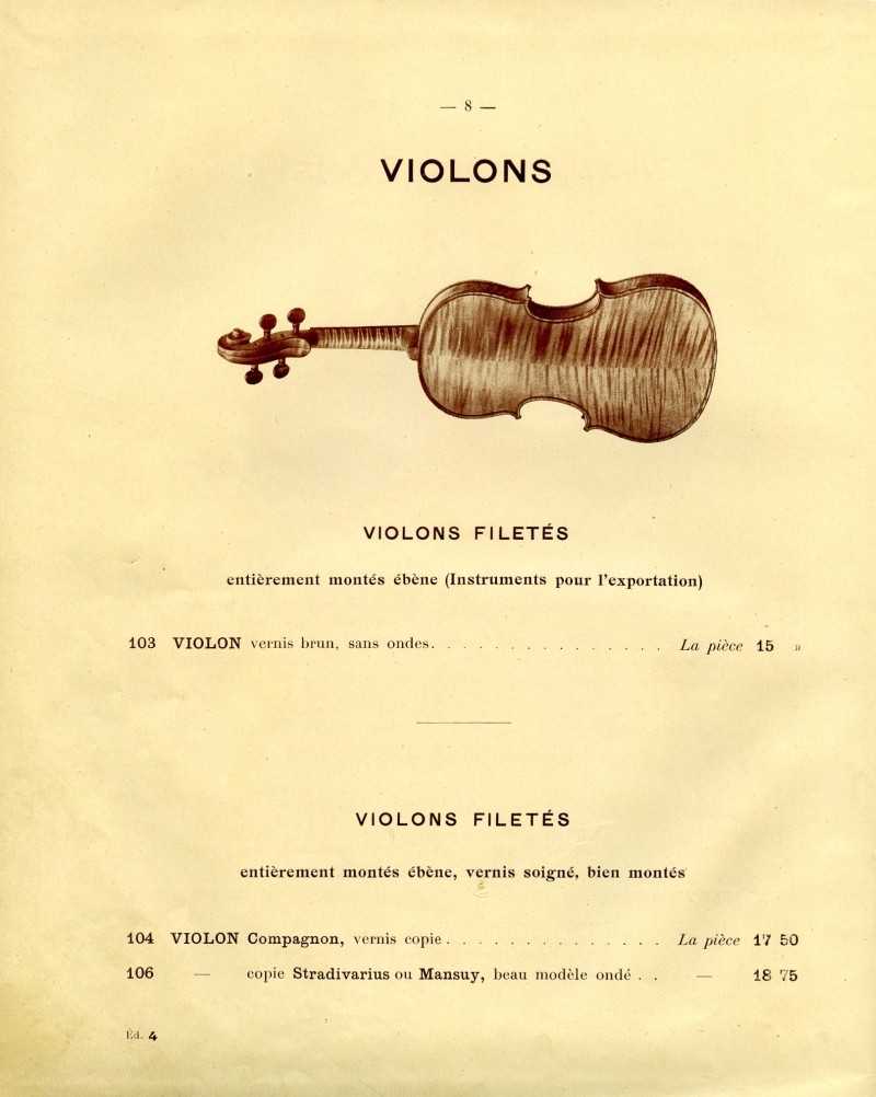 Catalogue gnral de lutherie Laberte  Mirecourt. 1912.