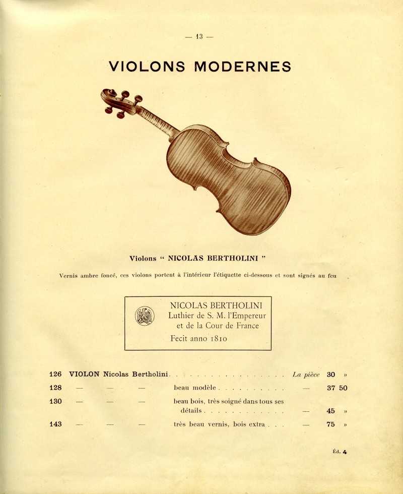 Catalogue gnral de lutherie Laberte  Mirecourt. 1912.