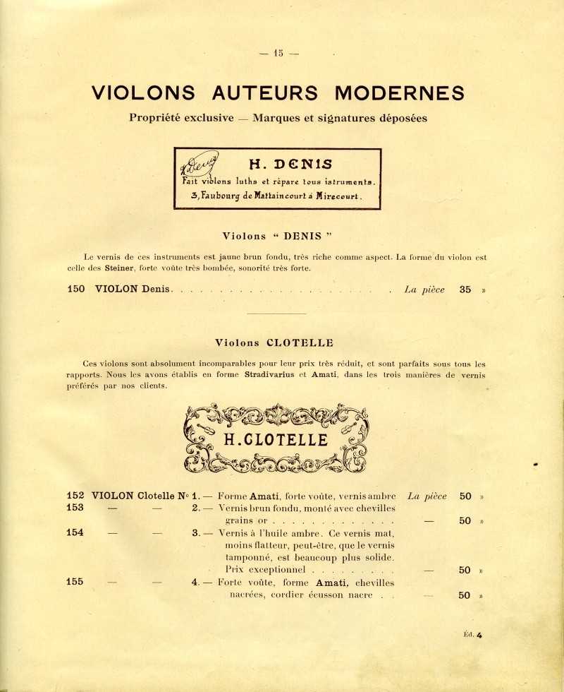 Catalogue gnral de lutherie Laberte  Mirecourt. 1912.