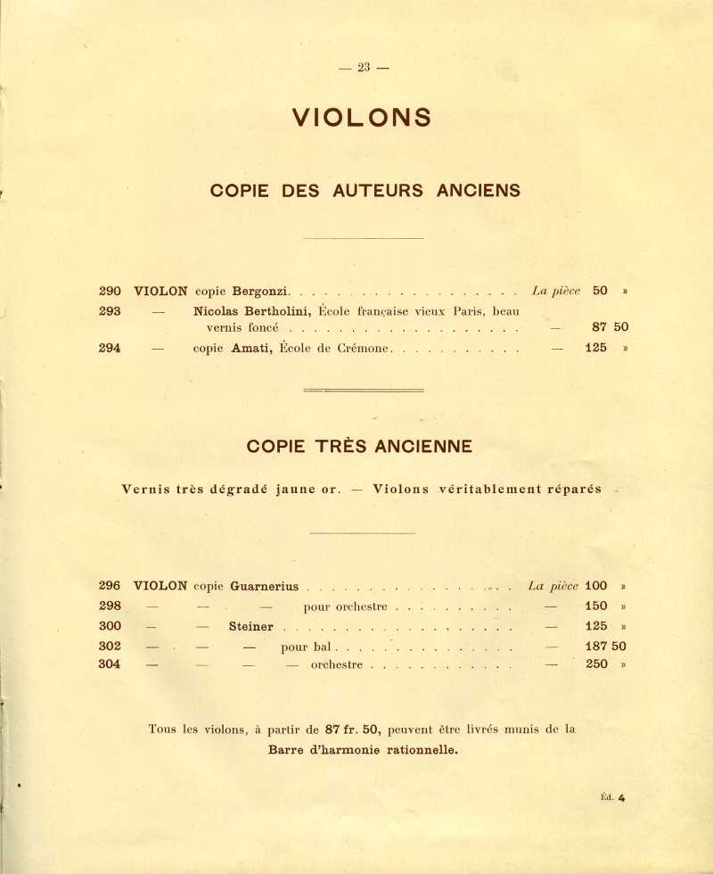 Catalogue gnral de lutherie Laberte  Mirecourt. 1912.