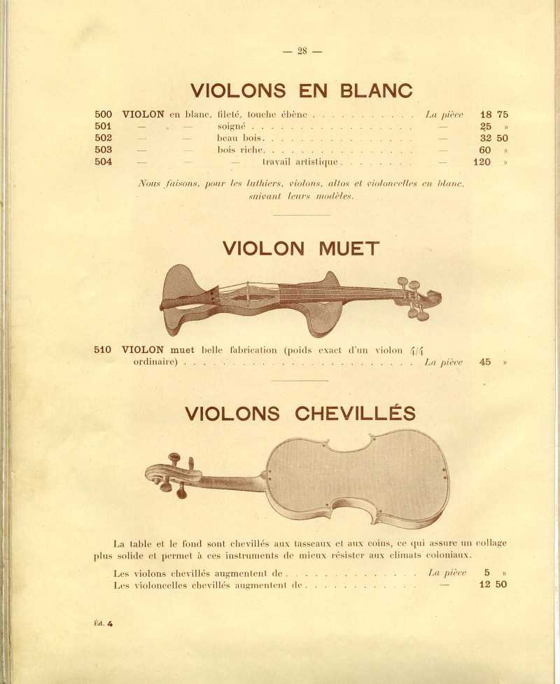 Catalogue gnral de lutherie Laberte  Mirecourt. 1912.