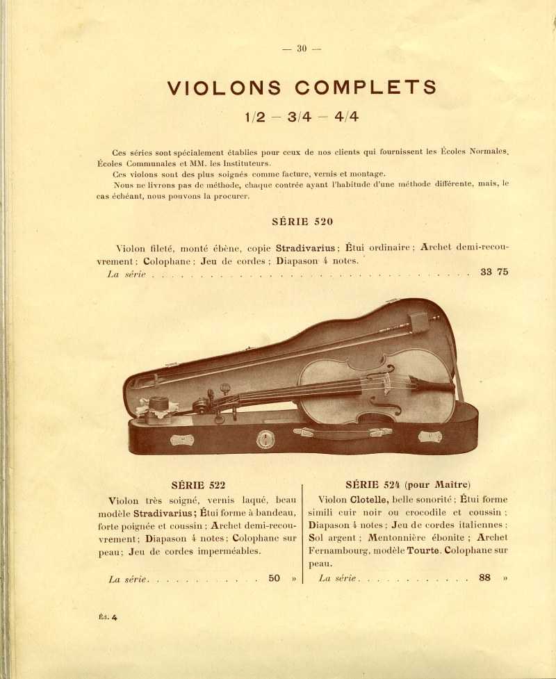 Catalogue gnral de lutherie Laberte  Mirecourt. 1912.