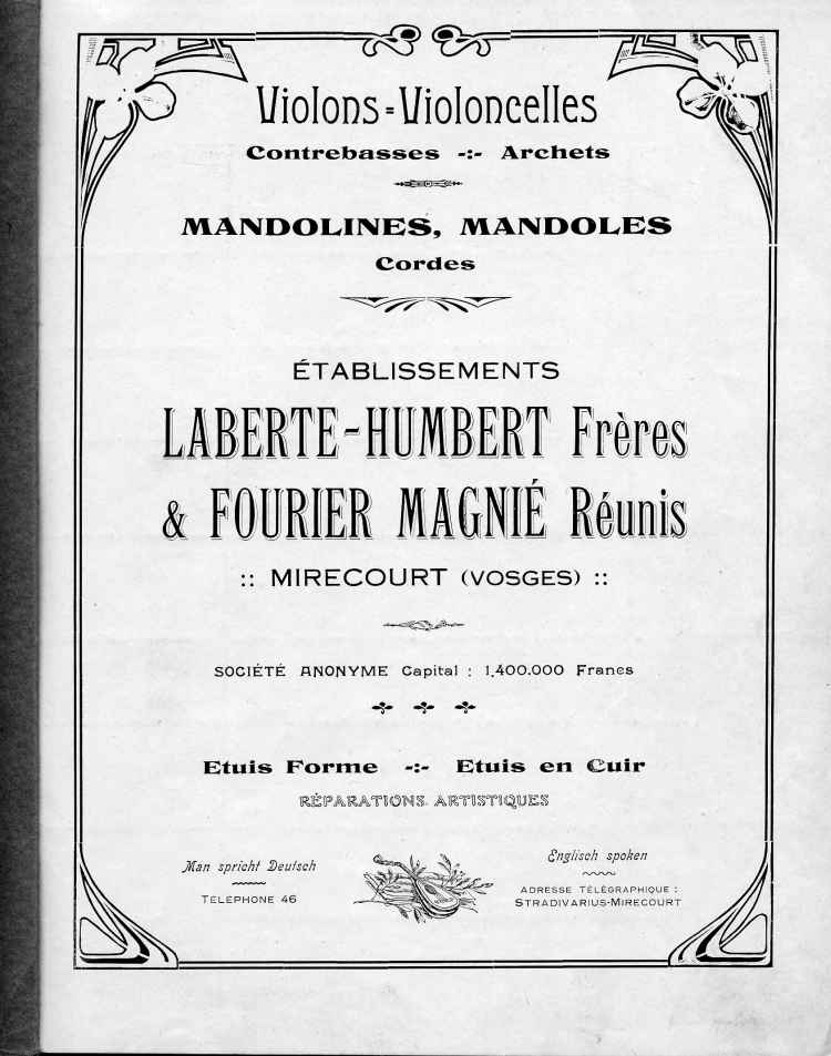 Catalogue de le maison de lutherie Laberte et Magnié, 1915.
