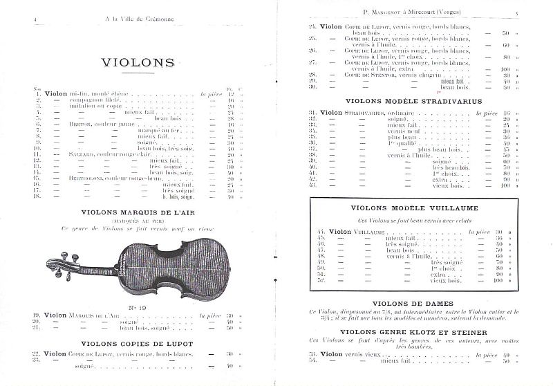 Catalogue partiel Paul Mangenot de 1890.