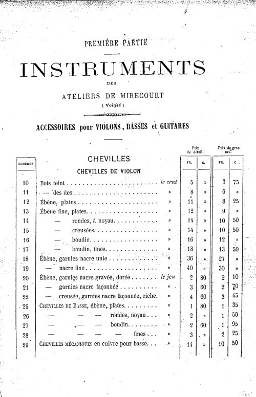 Catalogue 1867 de la maison de lutherie Jrme Thibouville-Lamy  Mirecourt.