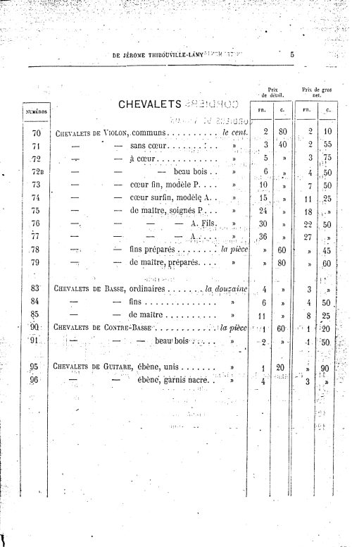 Catalogue 1867 de la maison de lutherie Jrme Thibouville-Lamy  Mirecourt.