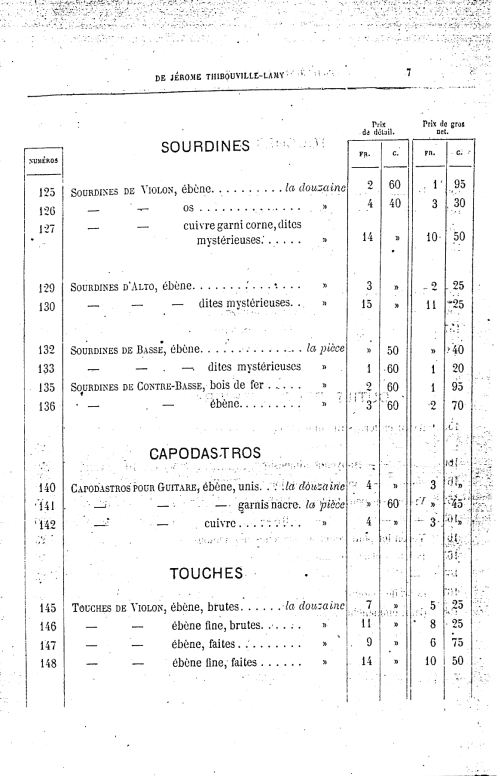 Catalogue 1867 de la maison de lutherie Jrme Thibouville-Lamy  Mirecourt.