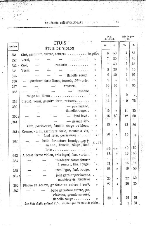 Catalogue 1867 de la maison de lutherie Jrme Thibouville-Lamy  Mirecourt.