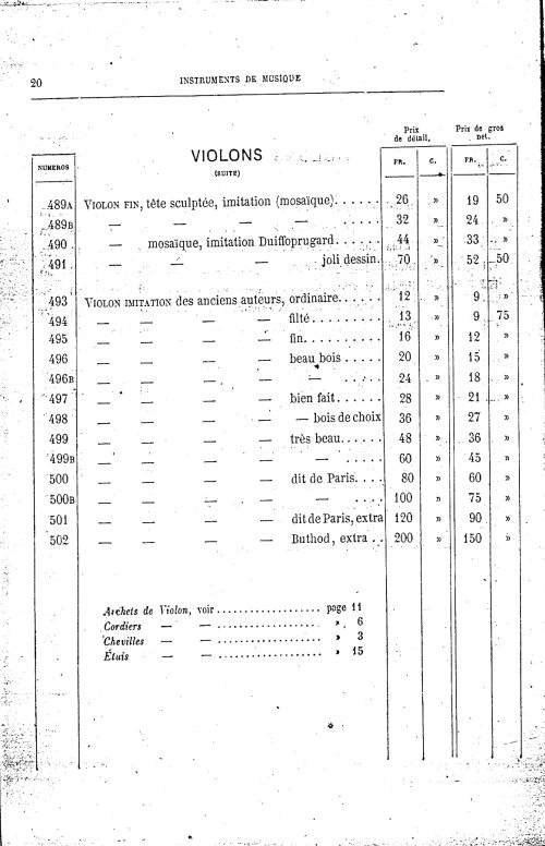 Catalogue 1867 de la maison de lutherie Jrme Thibouville-Lamy  Mirecourt.