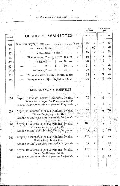 Catalogue 1867 de la maison de lutherie Jrme Thibouville-Lamy  Mirecourt.