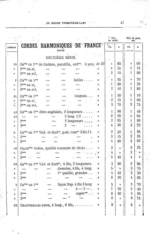 Catalogue 1867 de la maison de lutherie Jrme Thibouville-Lamy  Mirecourt.