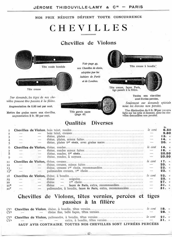 Catalogue 1912 de la maison de lutherie Jrme Thibouville-Lamy  Mirecourt.