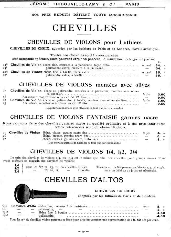 Catalogue 1912 de la maison de lutherie Jrme Thibouville-Lamy  Mirecourt.