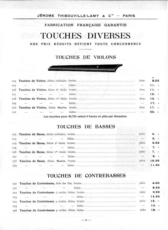 Catalogue 1912 de la maison de lutherie Jrme Thibouville-Lamy  Mirecourt.