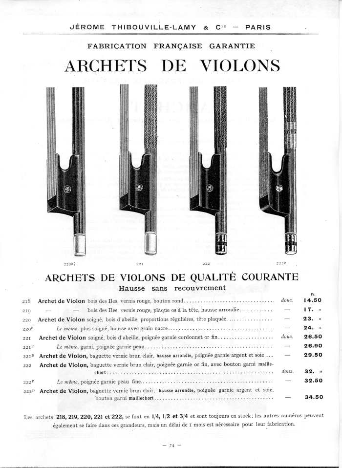 Catalogue 1912 de la maison de lutherie Jrme Thibouville-Lamy  Mirecourt.