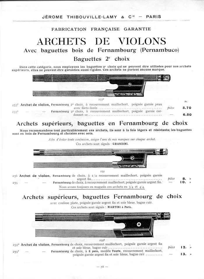 Catalogue 1912 de la maison de lutherie Jrme Thibouville-Lamy  Mirecourt.