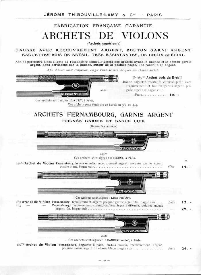 Catalogue 1912 de la maison de lutherie Jrme Thibouville-Lamy  Mirecourt.