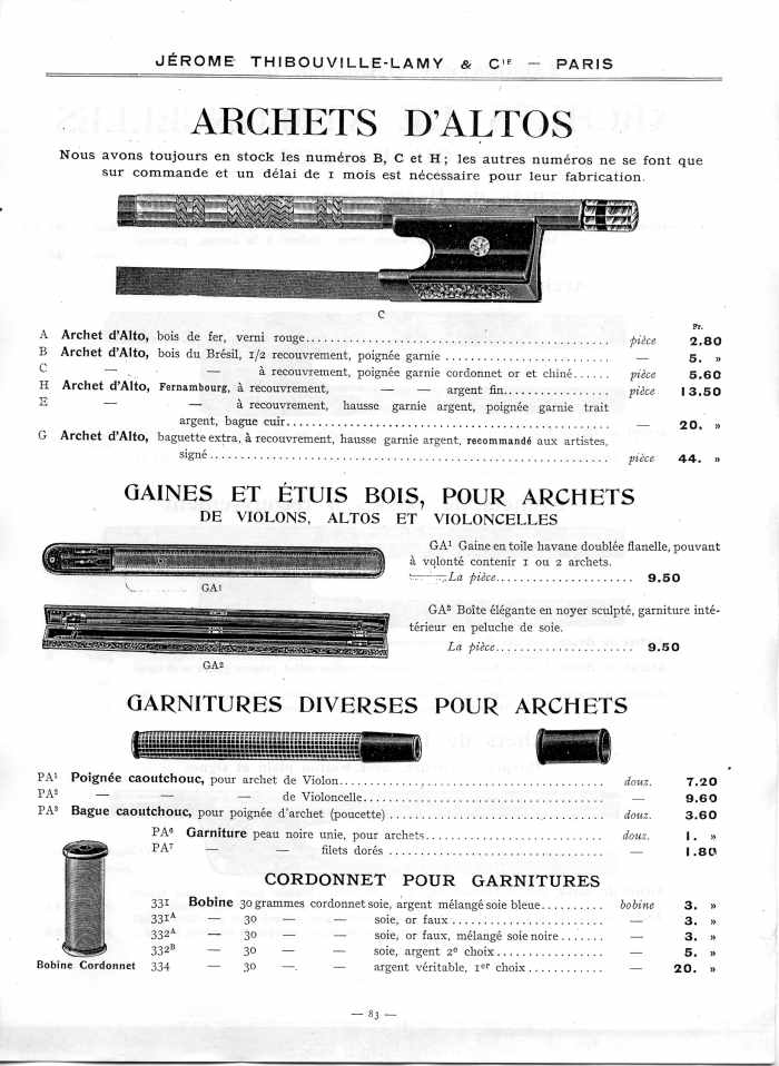 Catalogue 1912 de la maison de lutherie Jrme Thibouville-Lamy  Mirecourt.