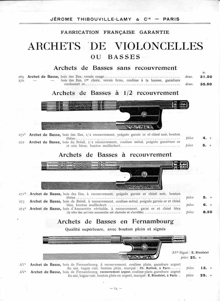 Catalogue 1912 de la maison de lutherie Jrme Thibouville-Lamy  Mirecourt.