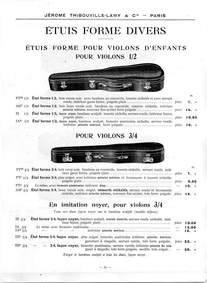 Catalogue 1912 de la maison de lutherie Jrme Thibouville-Lamy  Mirecourt.