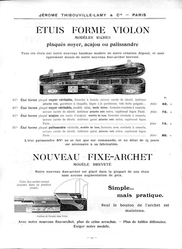 Catalogue 1912 de la maison de lutherie Jrme Thibouville-Lamy  Mirecourt.