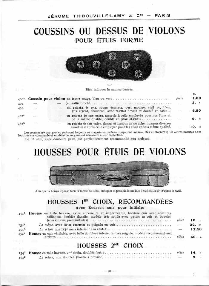 Catalogue 1912 de la maison de lutherie Jrme Thibouville-Lamy  Mirecourt.