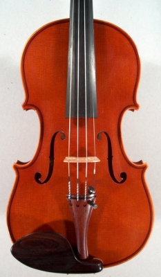 face of a new violin made by Roland Terrier.